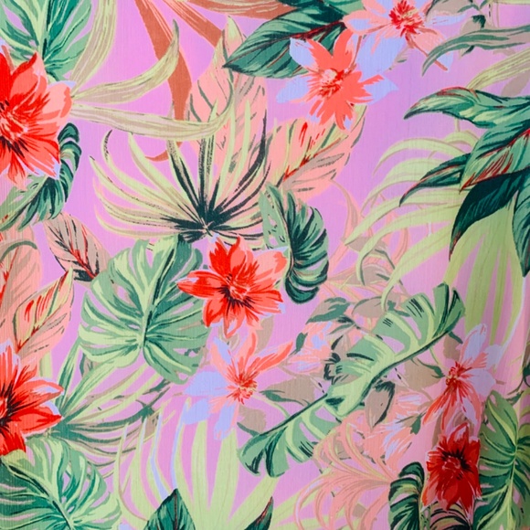 J.Jill Pink Floral Tunic Top Size Medium PETITE Bell Sleeve Tropical Boho Beach - Picture 11 of 14